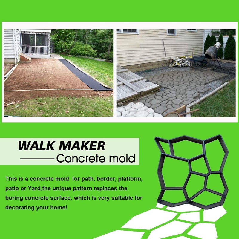 CJGQ Plus Size 19.6"x19.6"x1.7" Walk Maker Reusable Concrete Pathmate Stone Mold Stepping Stone Paver Lawn Patio Yard Garden DIY Path Maker Paving Moulds (Irregular) - Image 2